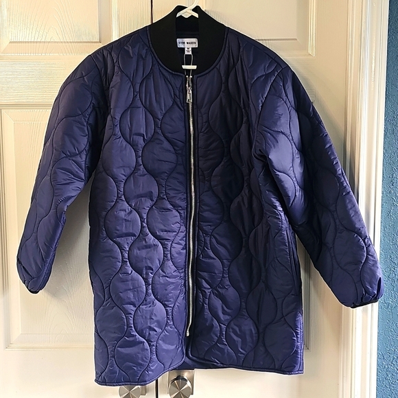NWT Steve Madden Quilted Military Liner Jacket Zipper Medium Marine (Navy) - Picture 16 of 16